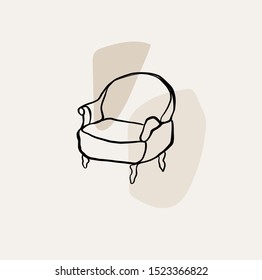 armchair drawn by one continuous line. 