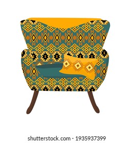 armchair with ethnic  pattern. Vector illustration in a flat style