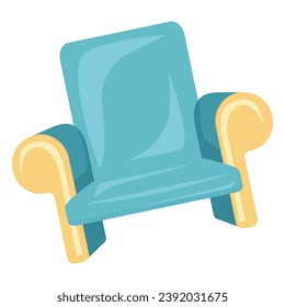 Sillón de juego de dibujos animados planos. Con una deliciosa fusión de colores vivos de un cómodo sillón en esta fascinante obra de arte. Ilustración vectorial.