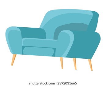 Sillón de juego de dibujos animados planos. En esta obra de arte un estilo colorido resalta maravillosamente un cómodo sillón, lo que crea el escenario para un ambiente acogedor y acogedor. Ilustración vectorial.