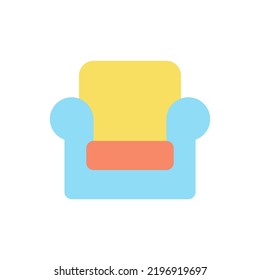 Armchair flat color ui icon. Selling furniture online. E commerce site. Retail store. Home accessories. Simple filled element for mobile app. Colorful solid pictogram. Vector isolated RGB illustration