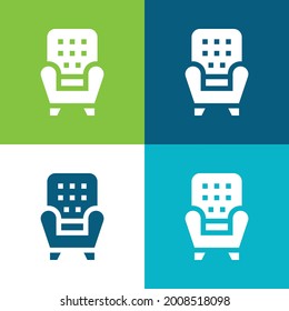 Armchair Flat four color minimal icon set