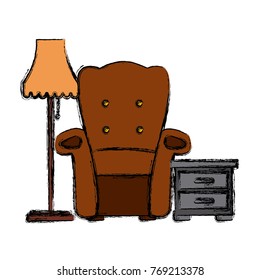 Armchair and floor lamp