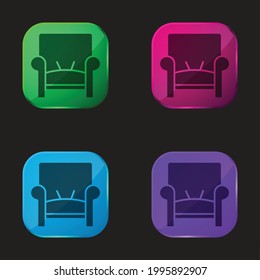 Armchair four color glass button icon