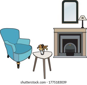 Armchair in front of a chimney, EPS 10 file