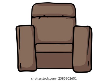 Armchair front view colored doodle vector illustration. Isolated on white background