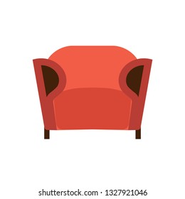 Armchair front view furniture vector icon illustration isolated. Modern interior comfortable home seat relax flat element