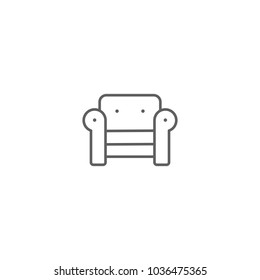 Armchair Furniture Outline Icon Vector Isolated on White Background