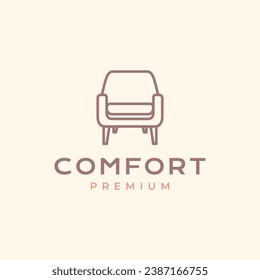 armchair furniture property interior minimalist simple style line modern logo design vector icon illustration