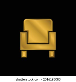 Armchair gold plated metalic icon or logo vector