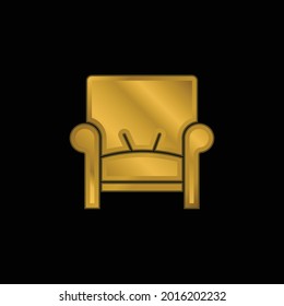 Armchair gold plated metalic icon or logo vector