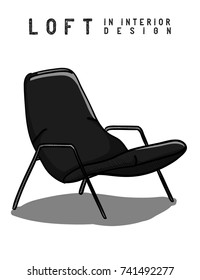 Armchair in gray and black color. Loft in interior design eps 10 illustration