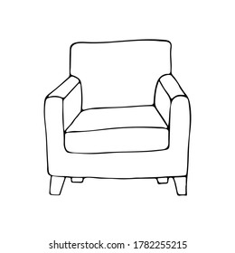 Icono dibujado a mano en el vector. Icono de sillón Doodle en vector