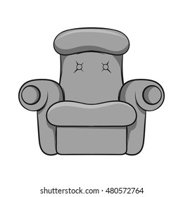 Armchair icon in black monochrome style isolated on white background. Furniture symbol vector illustration