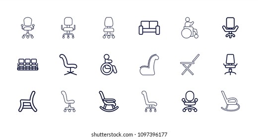 Armchair icon. collection of 18 armchair outline icons such as disabled, chair, office chair. editable armchair icons for web and mobile.