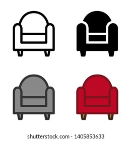 Armchair Icon in Different Color and Style