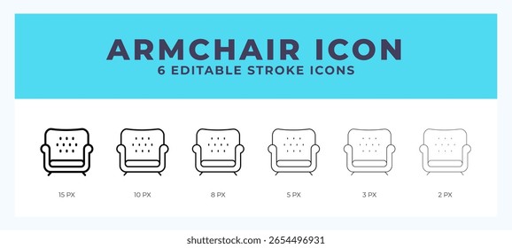 Armchair icon with different stroke. Vector illustration.