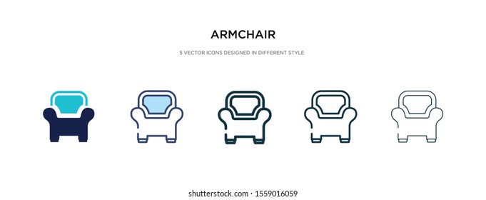 armchair icon in different style vector illustration. two colored and black armchair vector icons designed in filled, outline, line and stroke style can be used for web, mobile, ui