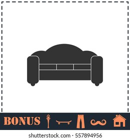 Armchair icon flat. Simple vector symbol and bonus icon