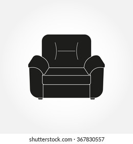 Armchair icon. Furniture icons for living room. Vector illustration of modern armchair.