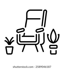 Armchair icon in linear style 