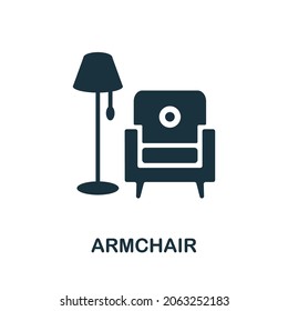 Armchair icon. Monochrome sign from home rest collection. Creative Armchair icon illustration for web design, infographics and more