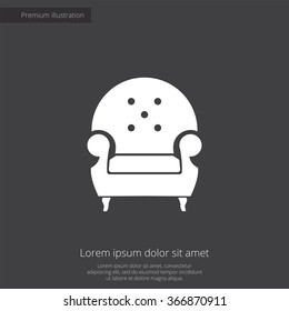 armchair icon, on dark background