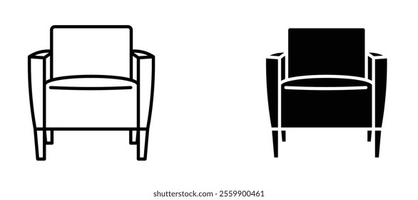 Armchair Icon set in black color for ui designs