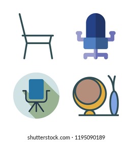 armchair icon set. vector set about desk chair, chair and office chair icons set.