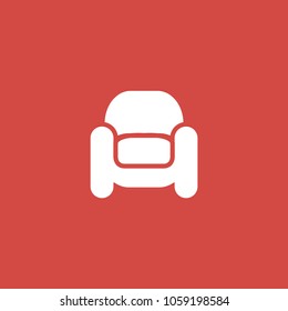 armchair icon. sign design. red background