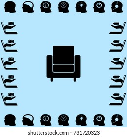Armchair icon, sofa vector illustration