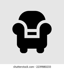 Armchair icon in solid style about furniture, use for website mobile app presentation