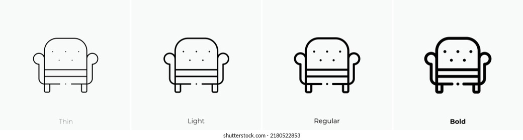 armchair icon. Thin, Light Regular And Bold style design isolated on white background