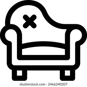 icono de sillón. Diseño De Estilo Lineal Delgado Aislado Sobre Fondo Blanco