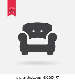 Armchair Icon Vector. Flat design sign isolated on white background. Flat design illustration adapted for web, website, mobile app