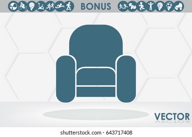 Armchair icon vector illustration eps10. Isolated badge for website or app - stock infographics
