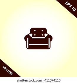 armchair icon for web and mobile. furniture and home appliance sign in flat design style
