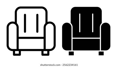 Armchair Icons pack in outlined and flat versions