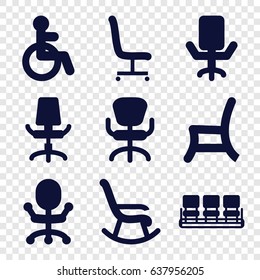 Armchair icons set. set of 9 armchair filled icons such as disabled, chair