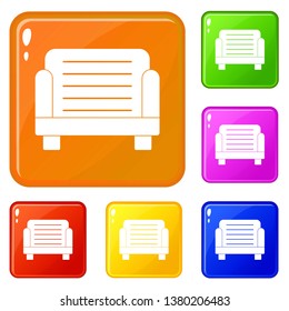 Armchair icons set collection vector 6 color isolated on white background