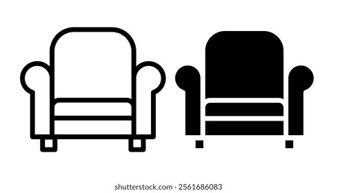 Armchair Icons set in solid and thin line style