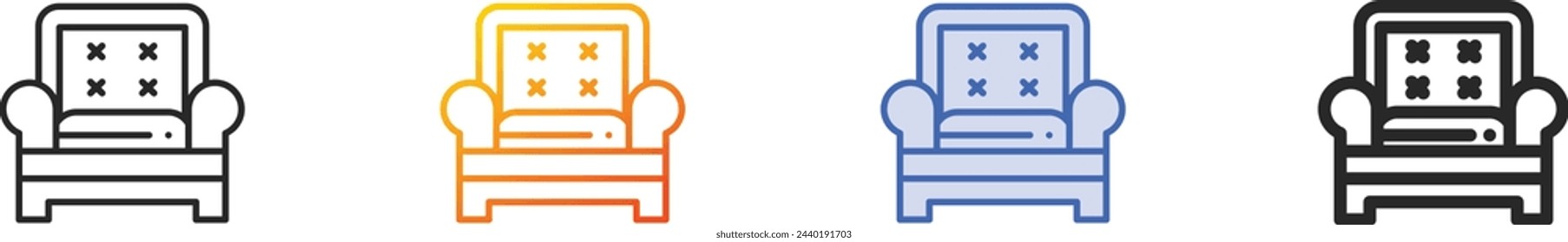 armchair icon.Thin Linear, Gradient, Blue Stroke and bold Style Design Isolated On White Background