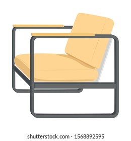 Armchair or Armchair isolate on white background. Furniture for interior in flat icon design. Vector Illustration.