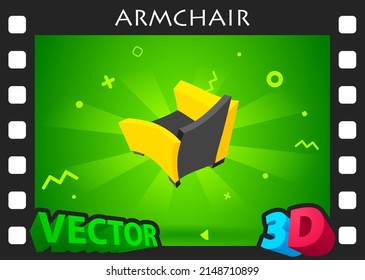 Armchair isometric design icon. Vector web illustration. 3d colorful concept