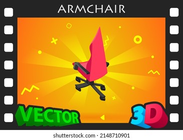 Icono de diseño isométrico de sillón. Ilustración web de vectores. 3.ª colorida concepción