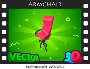 Armchair isometric design icon. Vector web illustration. 3d colorful concept