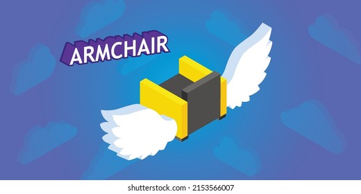 Sessel isometrisches Design Symbol. Vektorgrafik, Web-Illustration. 3D-Farbkonzept