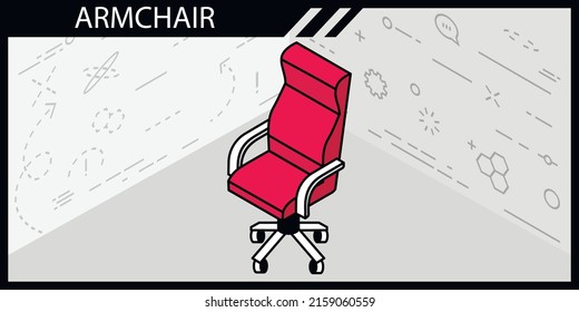 Armchair isometric design icon. Vector web illustration. 3d colorful concept