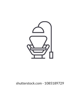 armchair with a lamp vector line icon, sign, illustration on background, editable strokes