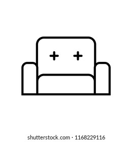 Armchair line icon isolated on white background. Outline thin seat simple vector.